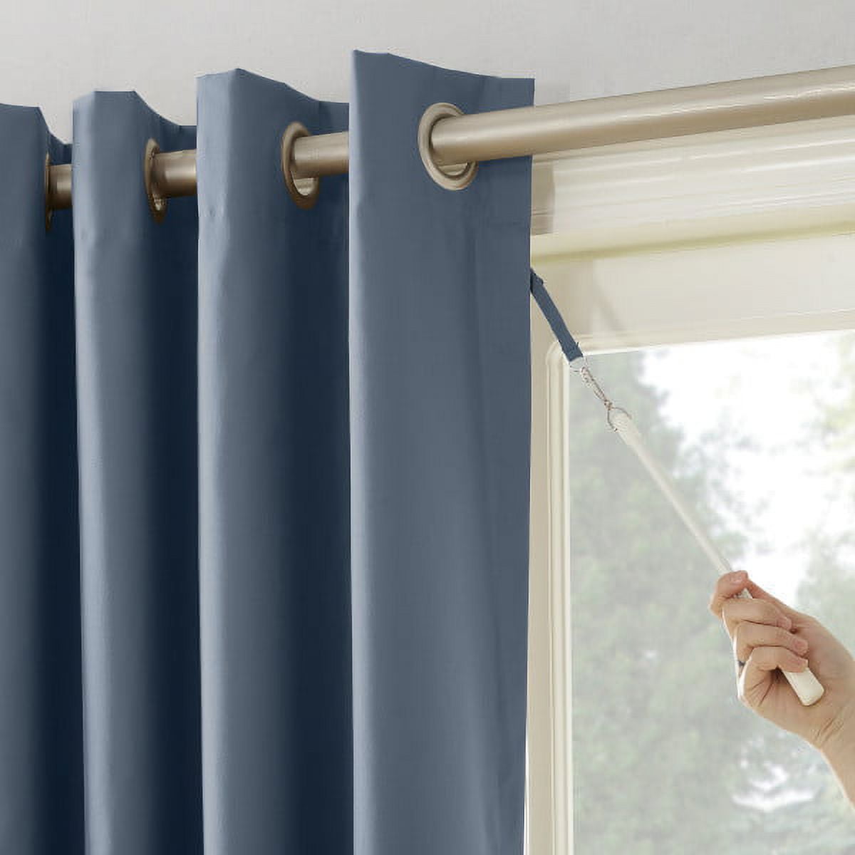 Mainstays Thermal Lined Room Darkening Sliding Glass Door Grommet Curtain Panel, 100" x 84", Blue