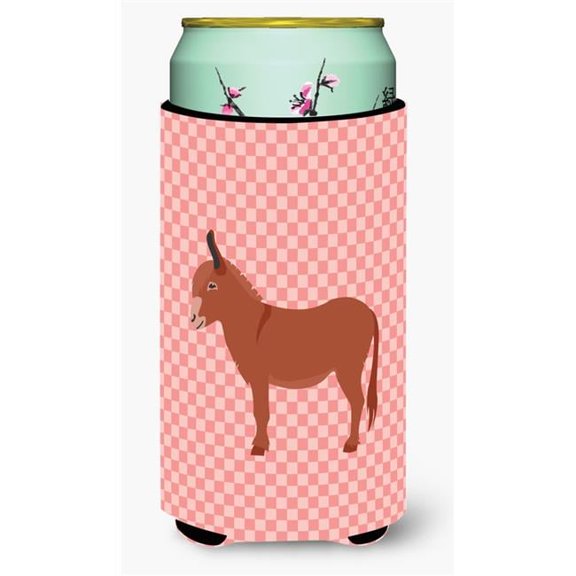 Irish Donkey Pink Check Tall Boy Beverage Insulator Hugger