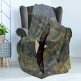 thumbnail image 4 of Eagle Soft Flannel Fleece Throw Blanket, King of Skies Flying over the Forest and Mountains United States, Cozy Plush for Indoor and Outdoor Use, 50" x 60", Green Dark Brown White, by Ambesonne, 4 of 5