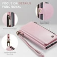 thumbnail image 5 of for Samsung Galaxy S22 Plus/ S22+ Wallet Case, for Samsung S22 Plus Case Wallet for Women, PU Leather Magnetic Flip Strap Zipper Card Holder Phone Case for Galaxy S22 Plus/ S22+ 5G, Pink, 5 of 13