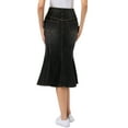 thumbnail image 3 of INSPIRE CHIC Fishtail Denim Skirt for Women's Washed Midi Jean Bodycon Skirt XL Black, 3 of 6