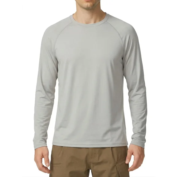 Qualidyne Men's UPF 50 Long Sleeve Rash Guard UV Sun Shirt for Hiking Running Fishing