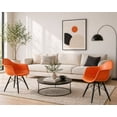 thumbnail image 5 of 2xhome - Set of 2 (Two) Orange - Plastic Armchair Black Wood Legs Eiffel Dining Room Chair - Lounge Chair Arm Chair Arms Chairs Seats Wire Leg Dowel Leg Legged Base Chrome Metal Eiffel Work, 5 of 7