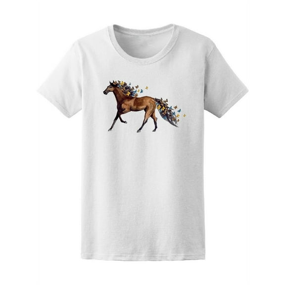 Watercolor Horse & Butterfly T-Shirt Women -Image by Shutterstock, Female Large