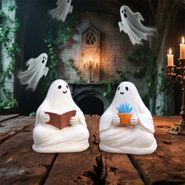 Garden Reading Statue Set Halloween Home Garden Decoration Resin Crafts