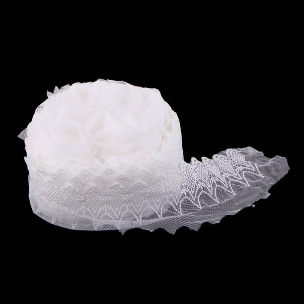 Cinta De Encaje De Algodón De 8 Cm De Ancho - 15 Yardas, Color Blanco, Para Costura, Bordado Vintage, Ribetes Y Manualidades (Lavable A Máquina)