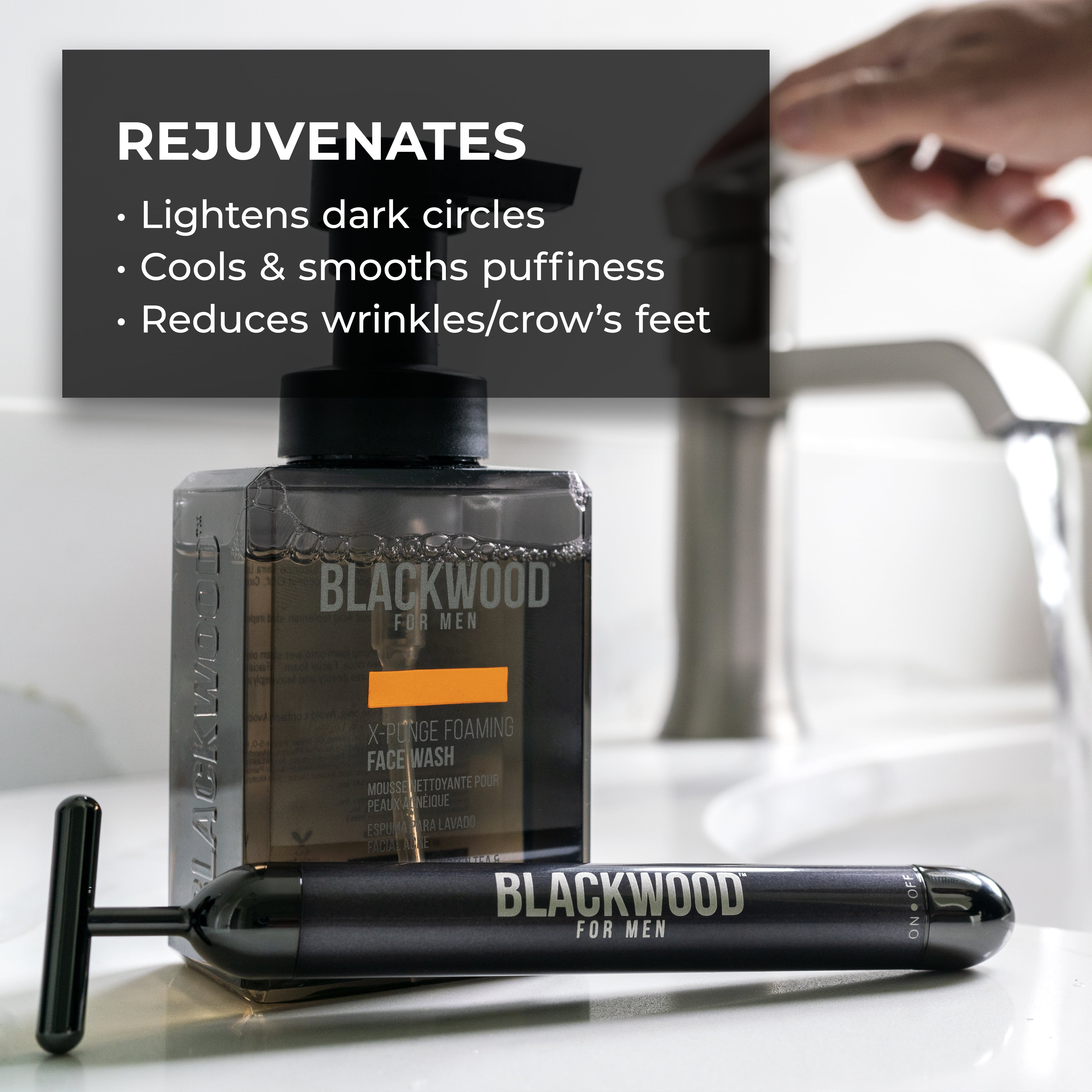 Blackwood For Men Eye Roller Facial Skincare Massager - Spa Jade Roller Alternative - Fights Puffy Eyes, Dark Circles, & Crow's Feet - Skin Tightening Self-Care Treatment