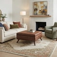 thumbnail image 4 of Simpli Home Owen Faux Air Leather Square Coffee Table Ottoman in Saddle Brown, 4 of 10