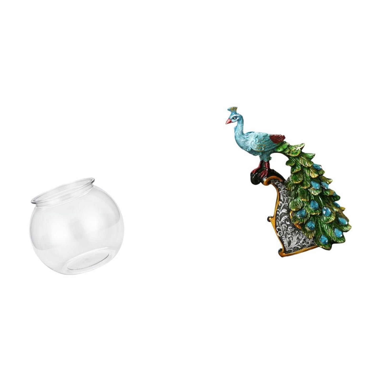 CarpNettore Elegant Transparent Peacock Fish Tank Vase Ornament for Office Table Home Bedroom Living Room Bookshelf Decoration Collection
