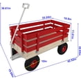 thumbnail image 2 of Wooden Garden Wagon with Steel Frame & Removable Sides, Utility Cart with 176 lb Capacity & All-Terrain Tires for Yard Work Garden Camping Beach Picnic Toy Storage, Red+White, 2 of 18