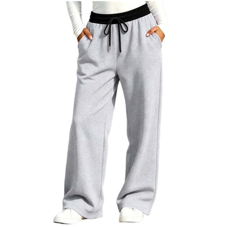 Fancifize Fall Fleece Sweatpants for Girls Teens High Waist Wide Leg Casual Workout Palazzo Pants with Pockets Size 5-15 Years