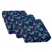 COEQINE Stretch Couch Cushion Cover Fitted Sectional Sofa Slipcover with Elastic Bottom Armchair Couch Cover Replacement Furniture Protector, 3 Pieces, Butterfly Dark Blue