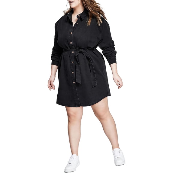 And Now This Womens Plus Denim Short Shirtdress