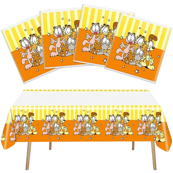 4 Pcs For The Garfield Movie Cartoon Themed Tablecloths Rectangular Birthday Party Decorations,Disposable Waterproof Tablecloth 70.9×42.5 Inch for Celebration Parties Supplies