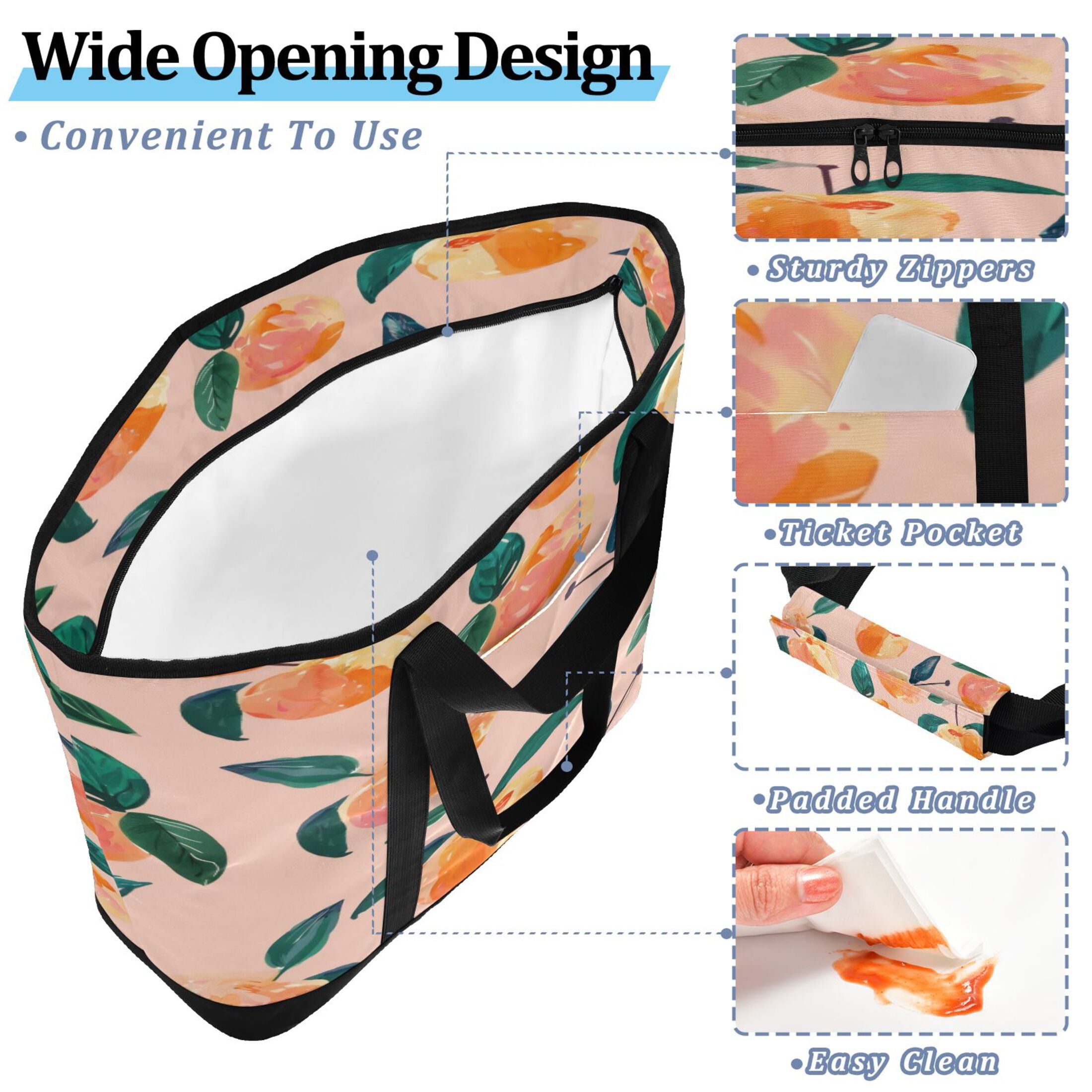 Large Hand-held Ice Pack Picnic Bag Insulation and Refrigeration Suitable for Shopping Picnics and Camping Pink Peach