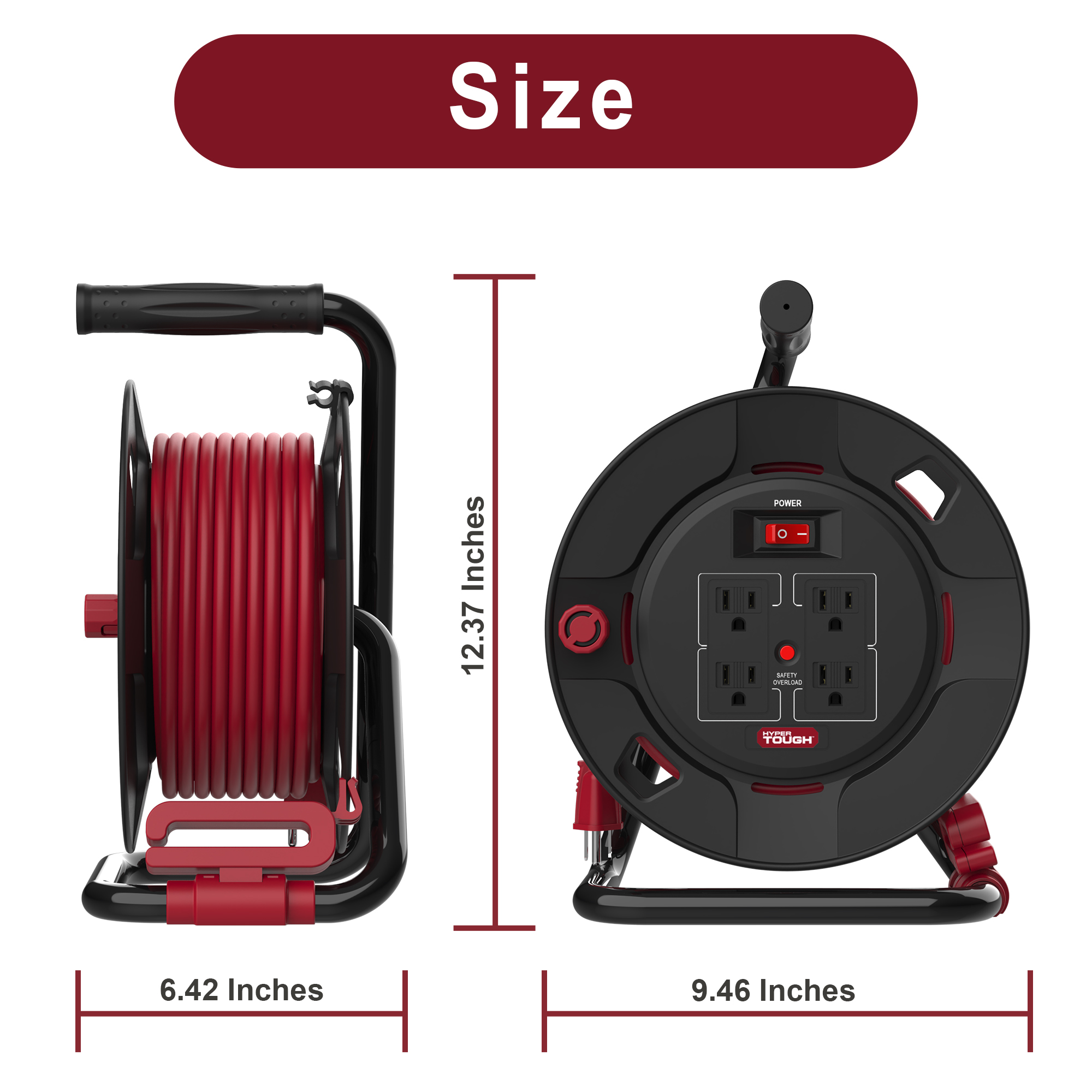 Hyper Tough 50-Foot Cord Reel with 4 Power Outlets photo 5