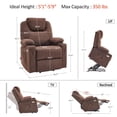 thumbnail image 3 of MCombo Electric Power Lift Recliner Chair with Massage and Heat for Elderly, 3 Positions, 2 Side Pockets, and Cup Holders, USB Ports, Fabric 7040 Coffee, 3 of 8
