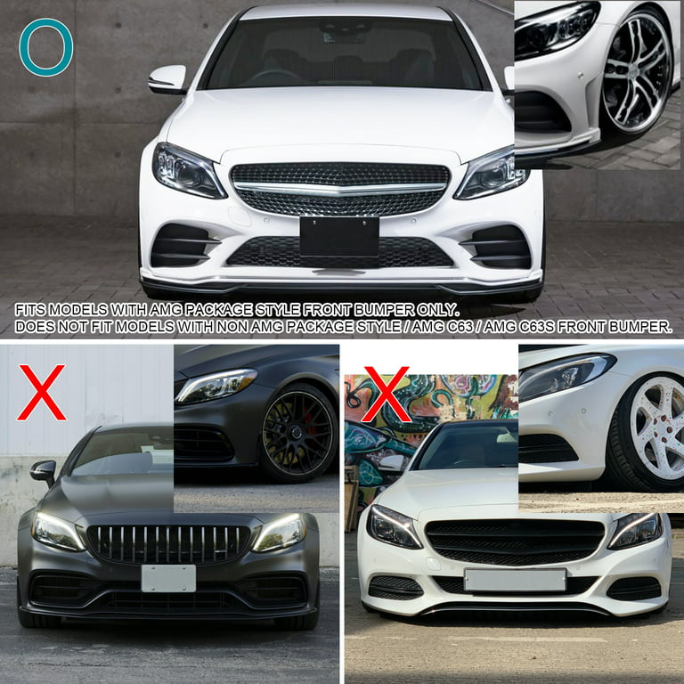Spec-D Tuning Glossy Black Front Lip Spoiler Splitter Compatible with Mercedes  Benz C-Class W205 2019-2021 