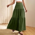 thumbnail image 6 of Lenago Women's Skirts Solid Color Casual Elastic High Waist Ruffled Ankle Length Skirts for Women, 6 of 10