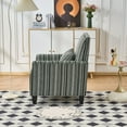 thumbnail image 3 of Modern Striped Accent Chair, Upholstered Armchair Reading Chair with Nailhead Trim, High Back Sofa Chairs with Wood Legs for Living Room, Green, 3 of 9