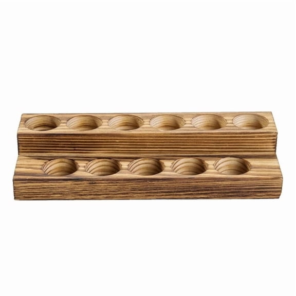 Solid Wood 2 Layer Essential Oil Organizers Holds 11 Bottles Bucolic Decorative Storage Rack for Vanities Tabletop