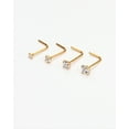 thumbnail image 4 of 4pcs 22g Nose Rings Studs 1.5mm 2mm 2.5mm 3mm Clear Round CZ Diamond Nose Studs Cubic Zirconia Nose Stud L Shaped Nose Studs for Women Nostril Piercing Jewelry 22 Gauge Nose Studs L Bend, 4 of 4