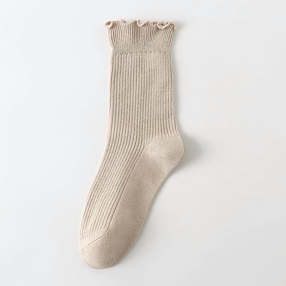 Zhuge 3 pairs of Womens Cotton Crew Socks, Thin Soft Comfort Breathable Dress Socks, Above Ankle Crew Socks for Business, Casual,(Khaki)