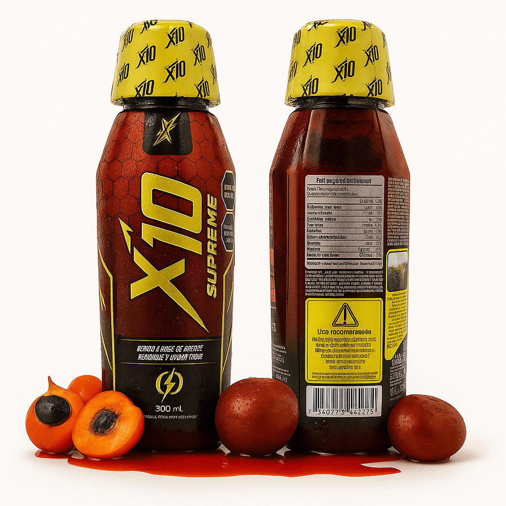 Supreme X10 Natural Energy Drink – 500ml | Boost Power & Stamina | Cherry Flavor with Borojo, Chontaduro & Guarana