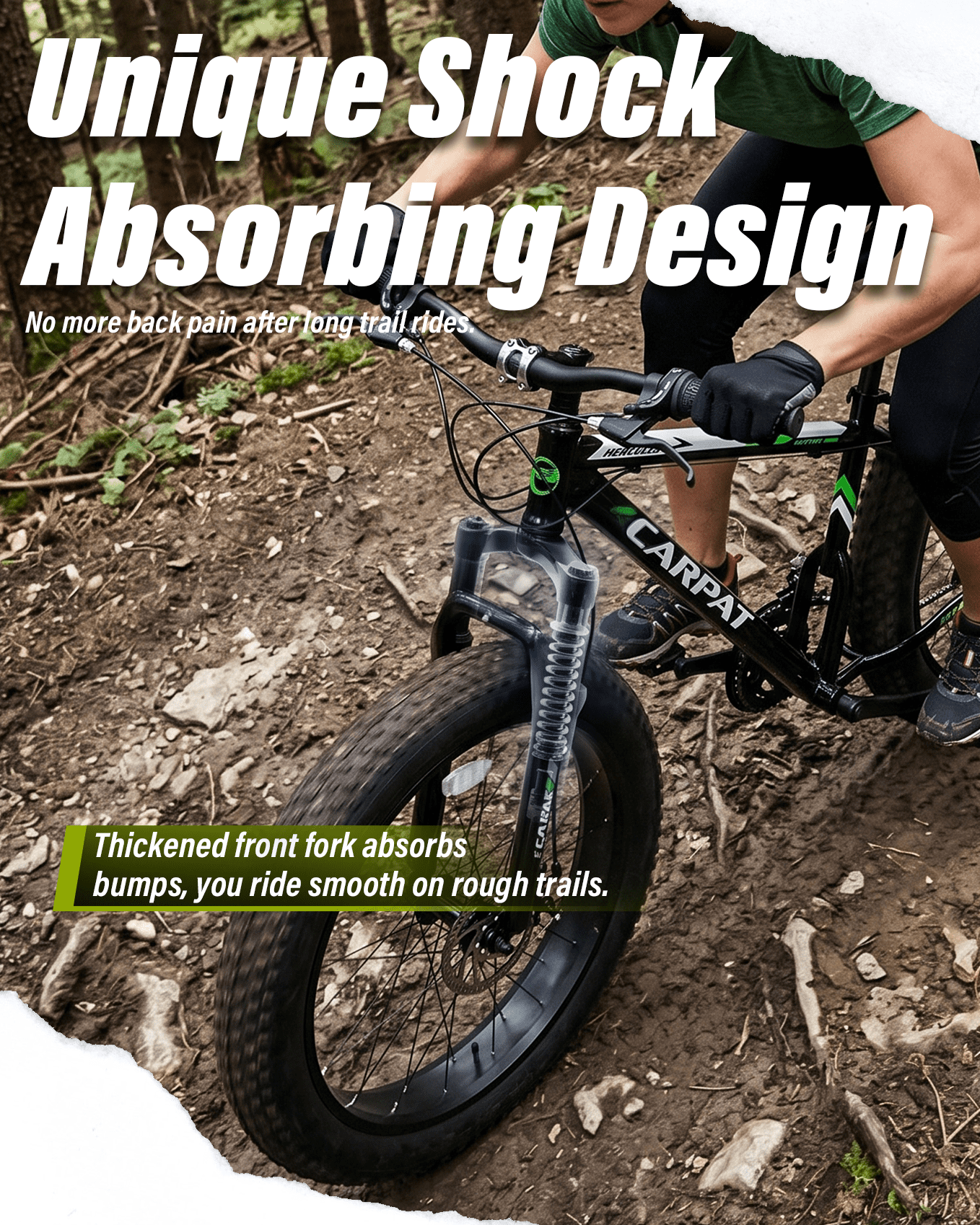 26 inch Fat Tire Mountain Bike for Adult, Outdoor Cycling Bike with 21-Speed for Men Women, High Carbon Steel Frame, Dual Disc Brake, 4 Inch Wide Tires, Front Suspension, Anti-Slip Bikes, Black