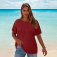 thumbnail image 2 of CHGBMOK Womens Tops Dressy Casual Pleated Tunic Shirts Summer Crew Neck Blouse,Sizes L-5XL, 2 of 6
