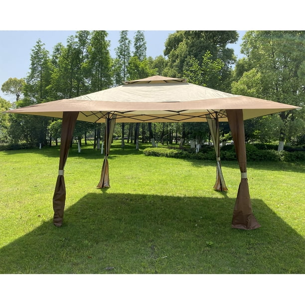 Bajyoji 13 X13 Outdoor Patio Garden Gazebo Tent Pop Up Shade Canopy For Backyard Party Coffee Color Com Bajyoji 13 X13 Outdoor Patio Garden, Big Lots Outdoor Canopy Tent