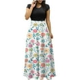 thumbnail image 2 of Empire Waist Dresses for Women 2024 Short Sleeve Crewneck Floral Maxi Long Dress Summer Fashion Casual Sun Boho Dresses, 2 of 4