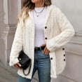 thumbnail image 5 of Zedker Women Hooded Button Up Fleece Jacket Long Sleeve Fuzzy Coat Loose Warm Outerwear with Pockets White Jackets for Women, 5 of 6