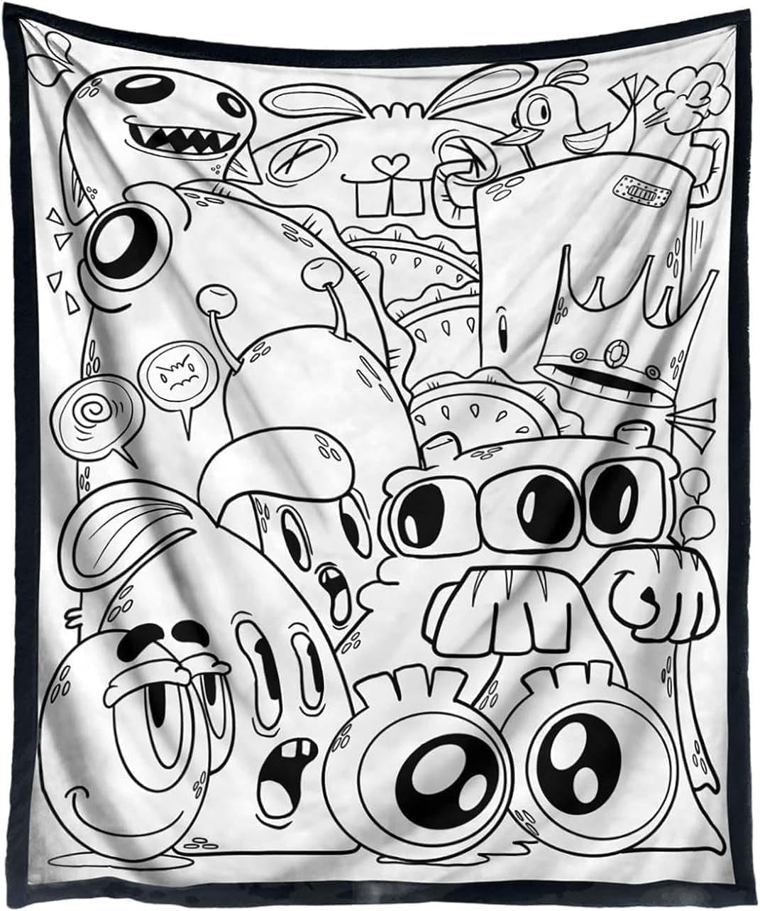 Funny Coloring Blankets with 24 Markers, Snuggle Color Sketch Blankets & Reusable Doodle Mat, Creative DIY Art Blanket for Teens Adults Activity Play, Halloween Blankets Birthday Gift for Boys Girls