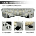 thumbnail image 5 of Hybition Manual Recliner Sectional Sofa Set PU Leather L-Shaped Couch Beige, 5 of 8