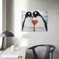 thumbnail image 4 of Orinice Penguins Love Heart Fine Art Aesthetic Poster & Print Wall Painting for Home Decor Canvas Print Living Room Bedroom Office Wall Art Decor 16x12in, 4 of 6