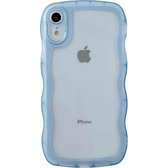 MYKOMI for iPhone Xr Case,Solid Color Curly Wave Frame Clear Soft Phone Case