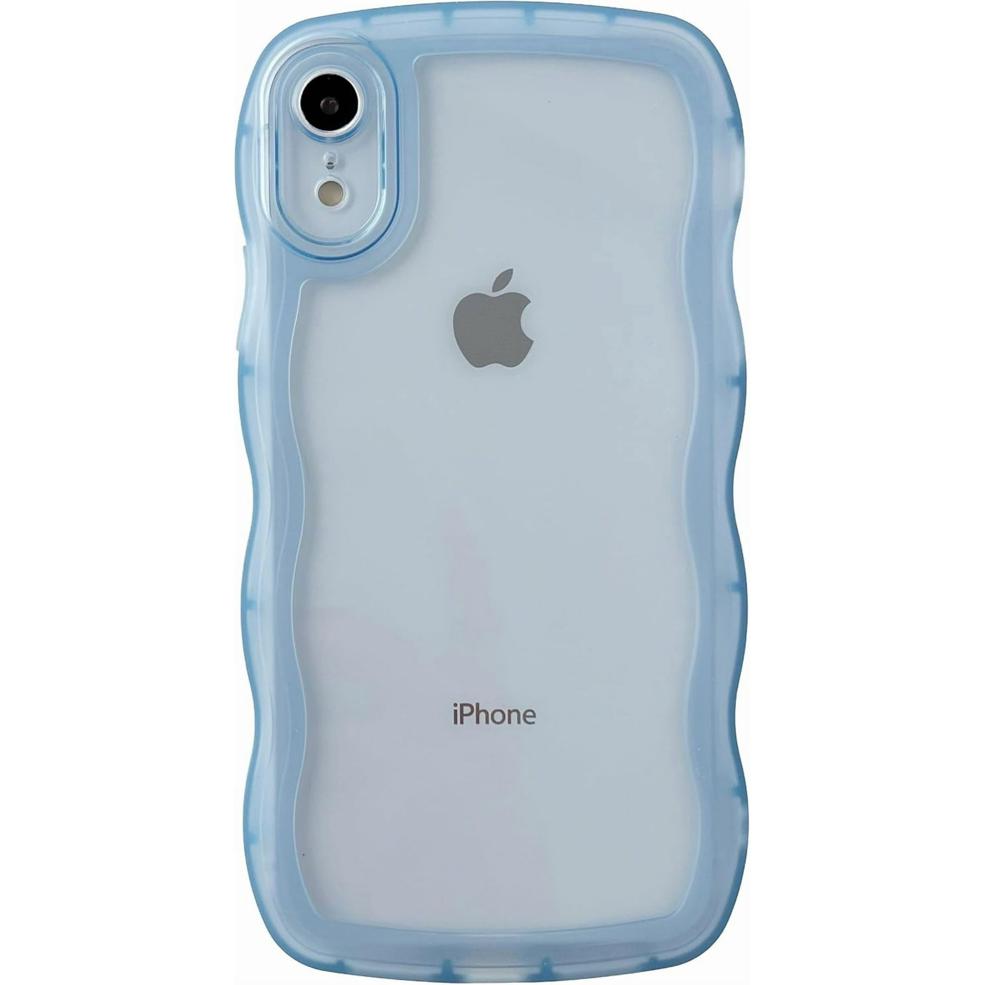 MYKOMI for iPhone Xr Case,Solid Color Curly Wave Frame Clear Soft Phone Case