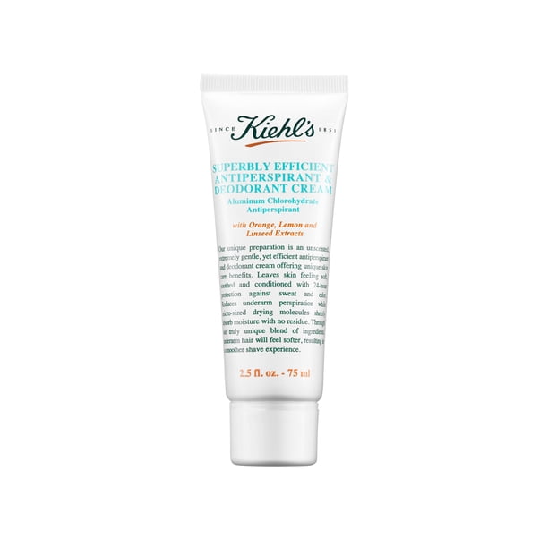 Kiehl's, Superbly Efficient, Crema Desodorante y Antitranspirante, Proporciona 24 horas de Protección Contra el Sudor y el Olor, Extremadamente Suave y Efectiva, 75 ml