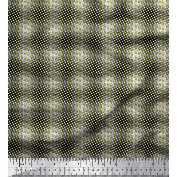 Soimoi Cotton Duck Fabric Diamond & Cross Sign Shirting Print Fabric by The Yard 42 Inch Wide