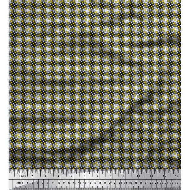 Soimoi Rayon Fabric Diamond & Cross Sign Shirting Decor Fabric Printed Yard 56 Inch Wide