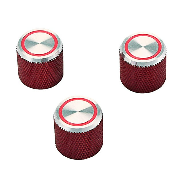 lionlar Pack de 3 Pièces de Guitare Or Métal Dôme Boutons pour Guitare Basse Rouge