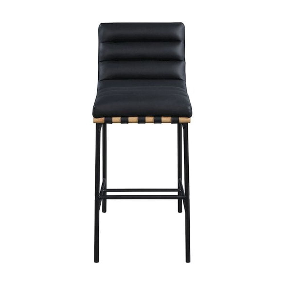 Meridian Furniture Vegan Leather Bar Stool, Black