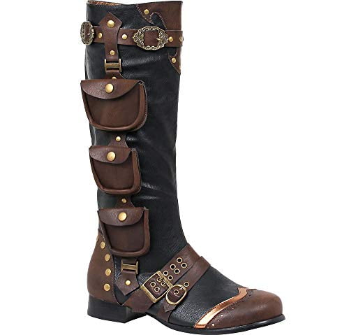 Ellie Shoes Men's 158-Wilbur Steampunk Costume Boots Combat Shoes Brown Patent 