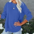 thumbnail image 4 of Women Cotton Sweatshirts Casual Loose Crewneck Long Sleeve Pullover Sweatshirt Comfy Lightweight Fall Winter Side Split Tops, 4 of 5
