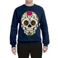thumbnail image 2 of Wild Bobby Day Of The Dead Sugar Skull Pop Culture Unisex Crewneck Graphic Sweatshirt, Vintage Heather Navy, Medium, 2 of 5