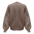thumbnail image 7 of VISALY Cropped Cardigan Open Front Cardigan Bow Tie Cardigan Sweaters Crew Neck Long Sleeve Ribbed Knit Tie Front Crochet Knit Jumper Top Outwear Coat Chunky Knit Cardigan Crochet Cardigan Khaki L, 7 of 7