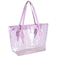 thumbnail image 2 of 1PC Women Handbag Waterproof PVC Beach Bag Round Dots Pattern Bag Fashion Handy Bag for Women Girls (Purple), 2 of 7
