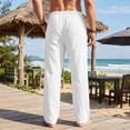 thumbnail image 6 of Guluxicc Men's Linen Pants with Multi Pocket Elastic Drawstring Long Straight Leg Beach Trousers for Summer Vacation Casual Outfits, 6 of 8