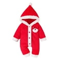 thumbnail image 3 of Gelikeya Christmas Baby Sleepers Boys Girls Clothes Long Sleeve Santa Pajamas Toddler Rompers Bodysuit with Hood (X13 Red, 3-6 Months), 3 of 9